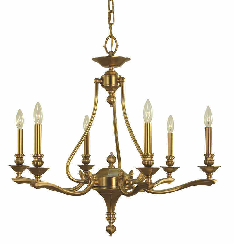 Framburg 5952 BR Six Light Chandelier, Brushed Brass