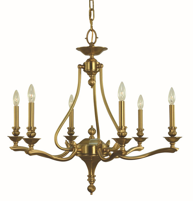 Framburg 5952 BR Six Light Chandelier, Brushed Brass