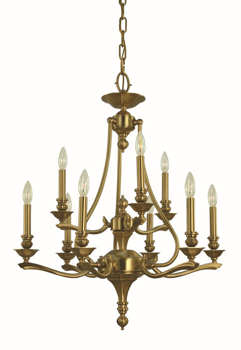 Framburg 5959 BR Nine Light Chandelier, Brushed Brass