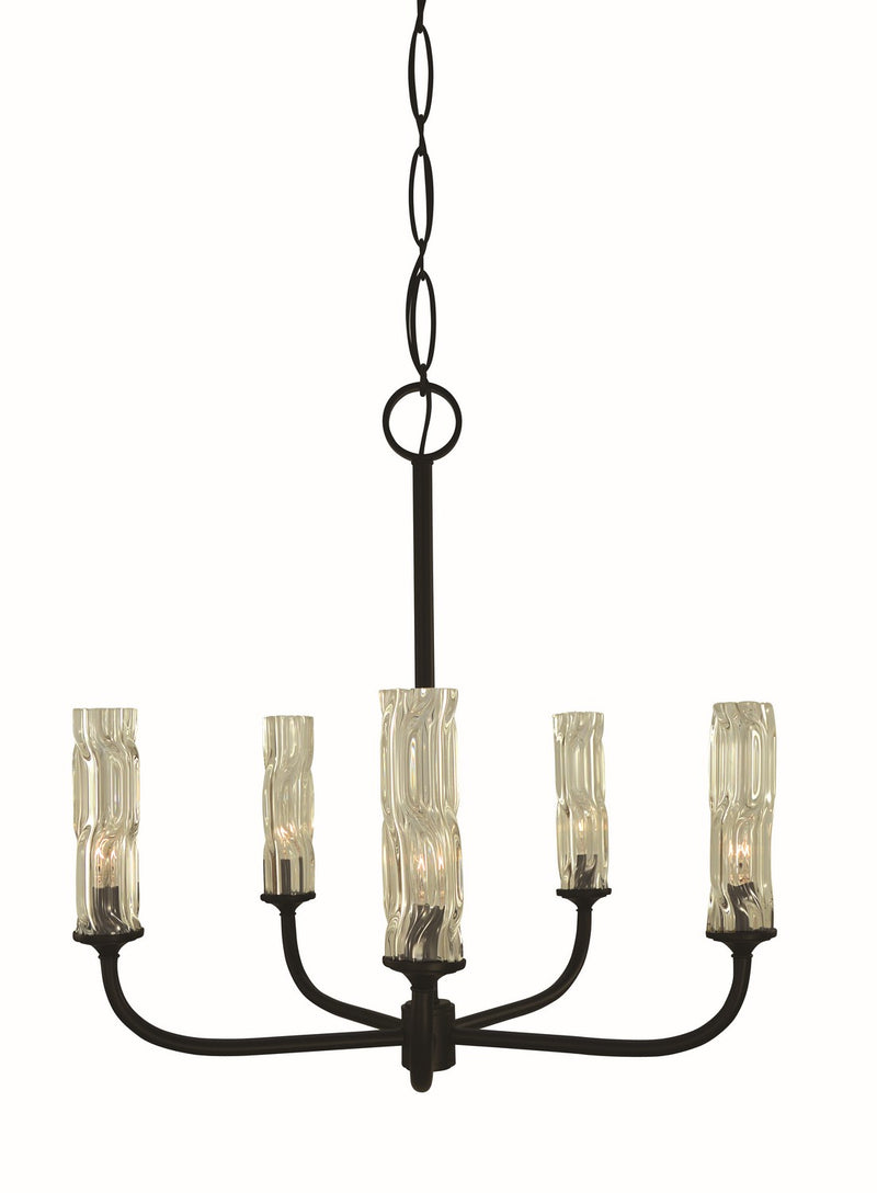 Framburg 5965 MBLACK Five Light Chandelier, Matte Black