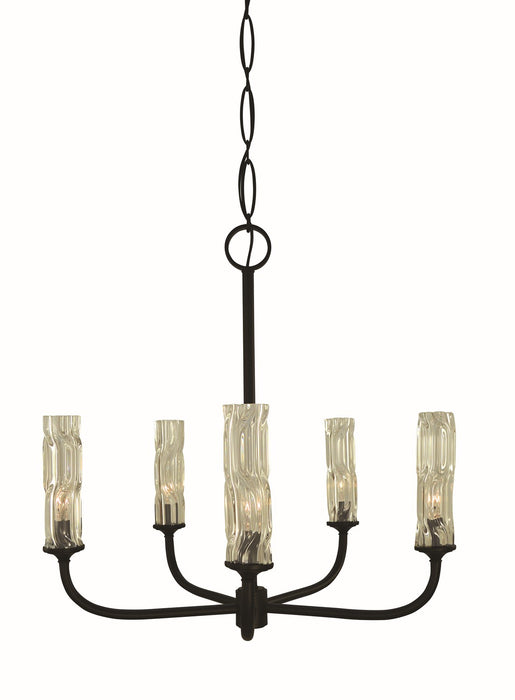 Framburg 5965 MBLACK Five Light Chandelier, Matte Black
