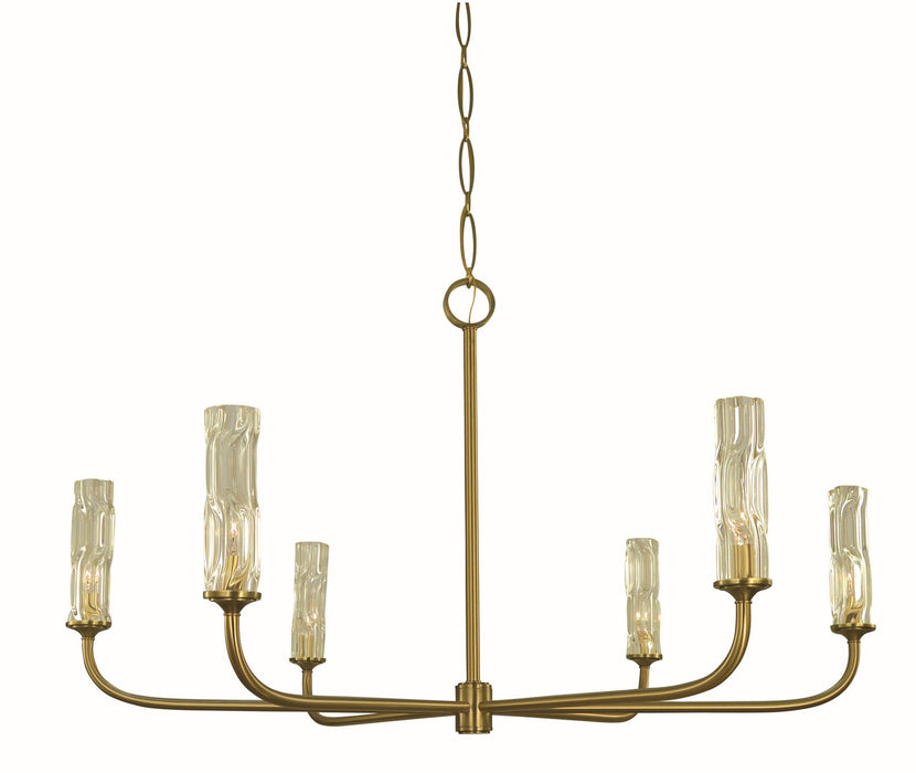Framburg 5966 BR Six Light Chandelier, Brushed Brass