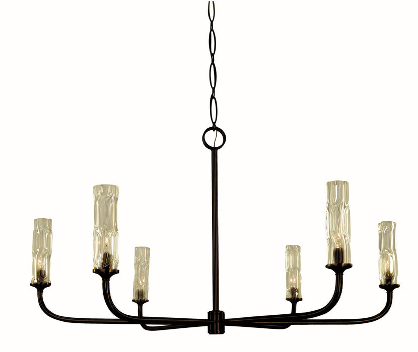 Framburg 5966 MBLACK Six Light Chandelier, Matte Black