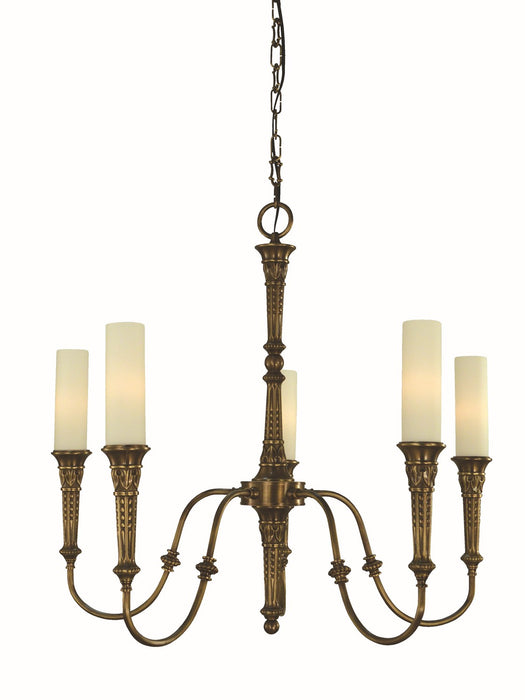 Framburg 5975 AB Five Light Chandelier, Antique Brass