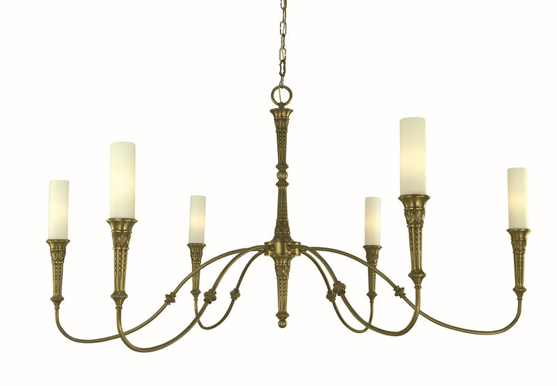 Framburg 5976 AB Six Light Chandelier, Antique Brass