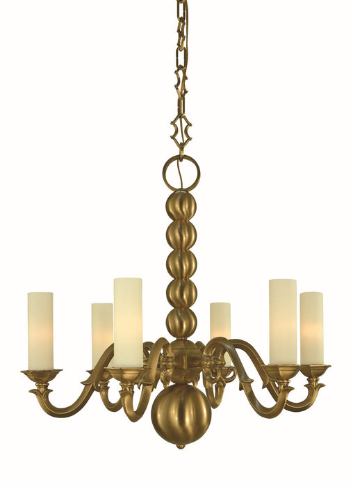 Framburg 5986 BR Six Light Chandelier, Brushed Brass