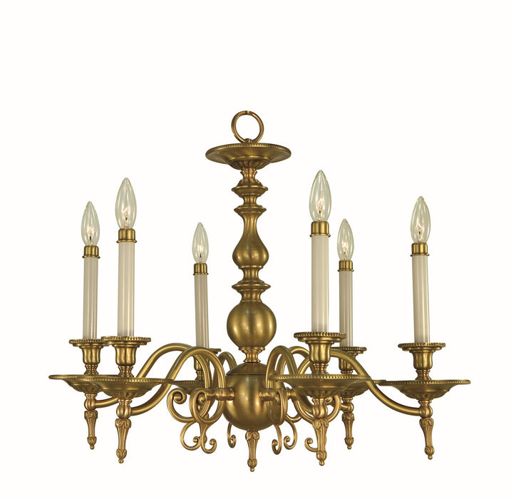Framburg 7446 BR Six Light Chandelier, Brushed Brass