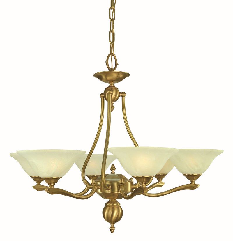 Framburg 7996 BR Six Light Chandelier, Brushed Brass