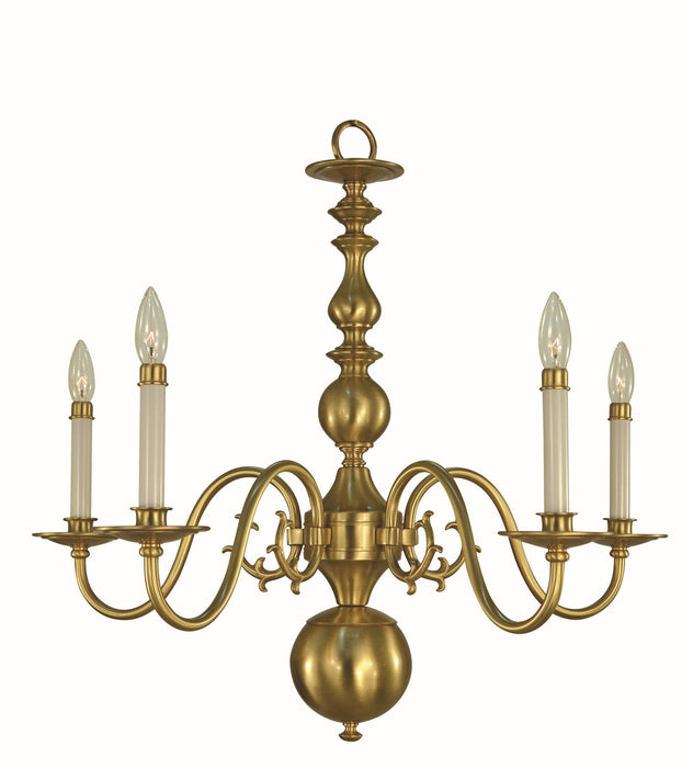 Framburg 9125 BR Five Light Chandelier, Brushed Brass