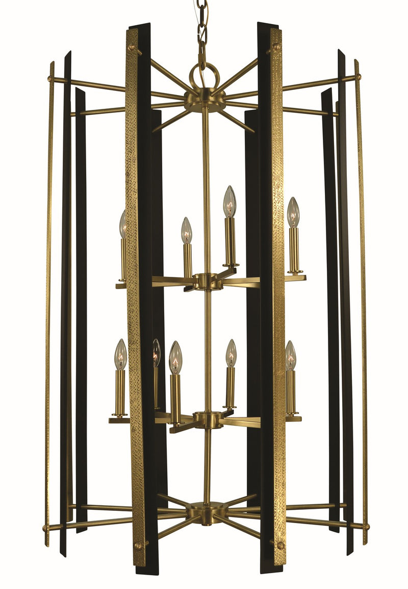 Framburg L1062 BR/MBLACK 12 Light Dining Chandelier, Brushed Brass with Matte Black Accents
