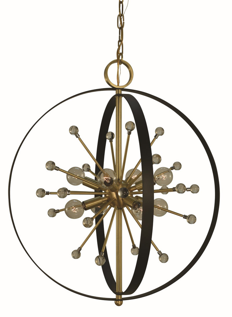 Framburg L1108 BR/MBLACK Eight Light Chandelier, Brushed Brass with Matte Black Accents