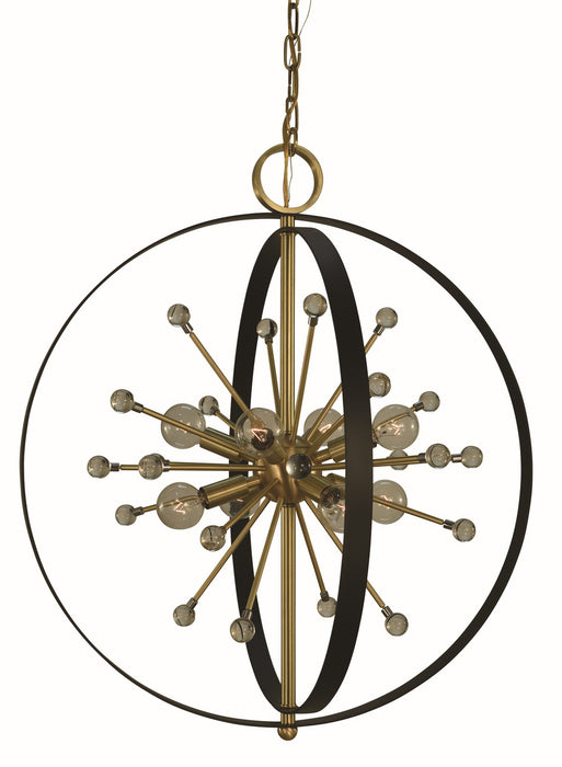 Framburg L1108 BR/MBLACK Eight Light Chandelier, Brushed Brass with Matte Black Accents