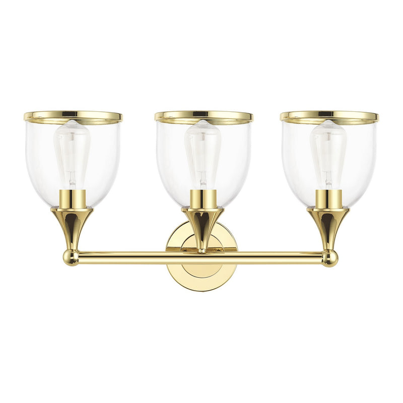 Livex Lighting 14133-02 Three Light Vanity Sconce, Polished Brass