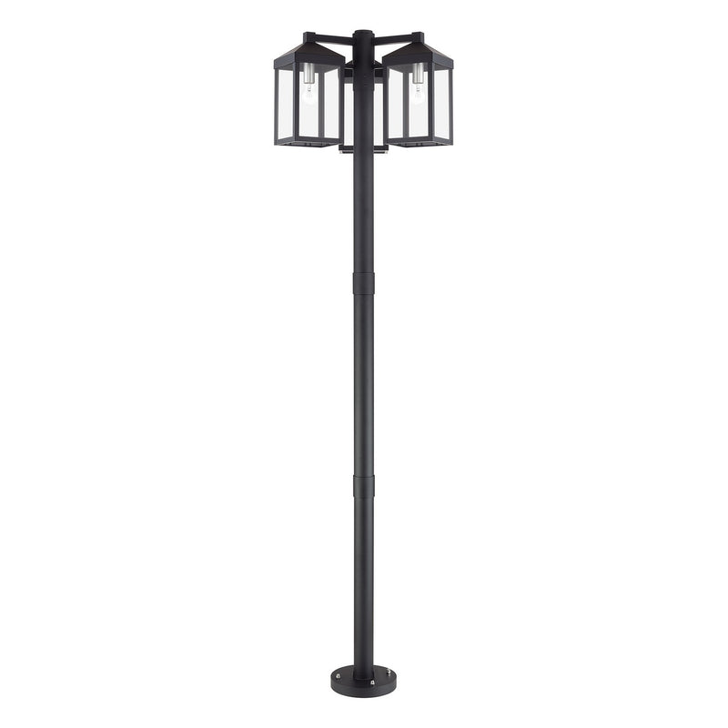 Livex Lighting 20597-04 Three Head Outdoor Post Light, Black with Brushed Nickel