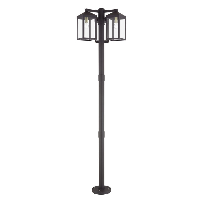 Livex Lighting 20597-07 Three Head Outdoor Post Light, Bronze with Antique Brass