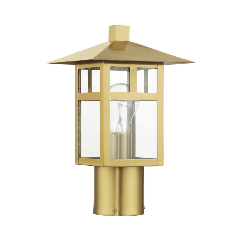Livex Lighting 21324-32 One Light Outdoor Post Top Lantern, Satin Gold