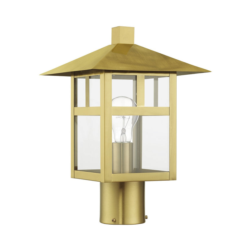 Livex Lighting 21325-32 One Light Outdoor Post Top Lantern, Satin Gold