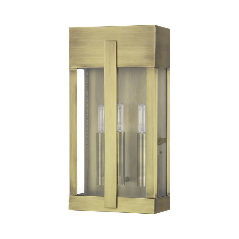 Livex Lighting 28963-01 Two Light Outdoor Wall Lantern, Antique Brass