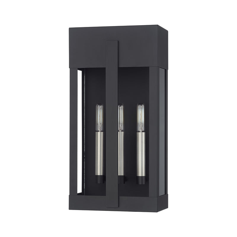 Livex Lighting 28963-04 Two Light Outdoor Wall Lantern, Black with Brushed Nickel