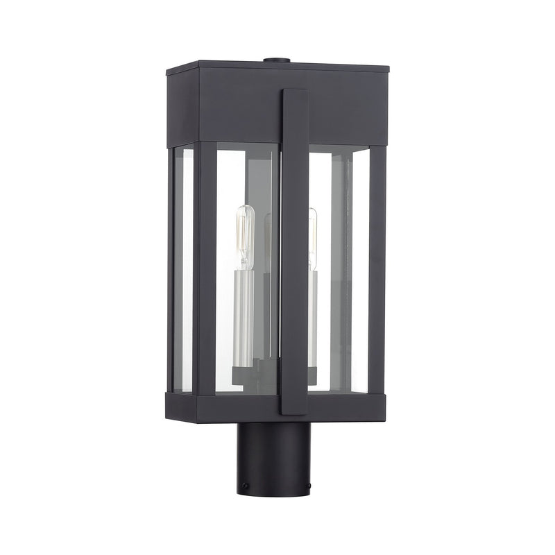 Livex Lighting 28964-04 Two Light Outdoor Post Top Lantern, Black with Brushed Nickel