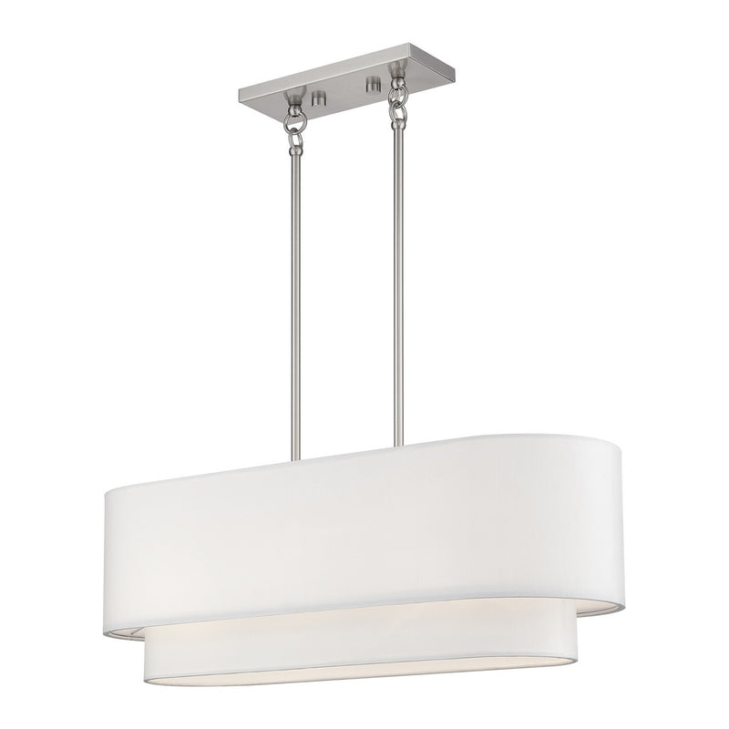 Livex Lighting 41085-91 Three Light Linear Chandelier, Brushed Nickel