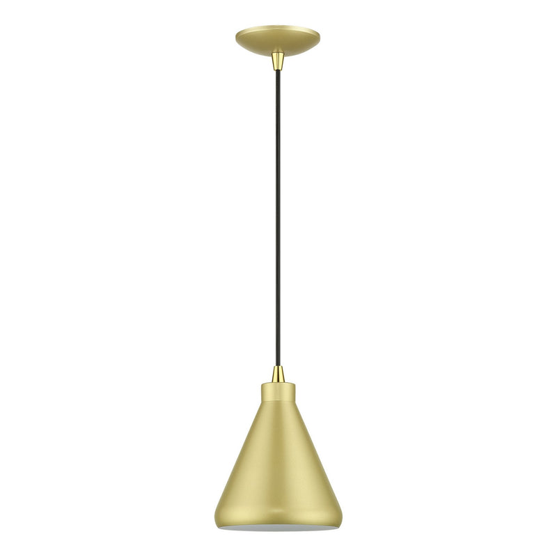 Livex Lighting 41177-33 One Light Mini Pendant, Soft Gold with Polished Brass