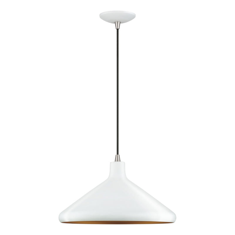 Livex Lighting 41179-03 One Light Pendant, White with Brushed Nickel