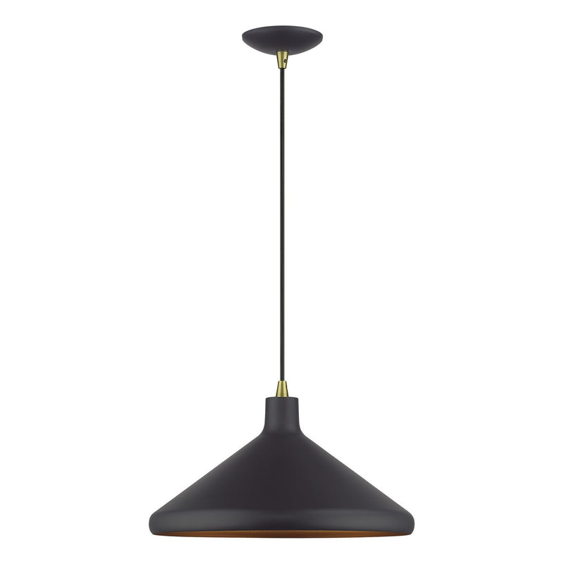 Livex Lighting 41179-07 One Light Pendant, Bronze with Antique Brass