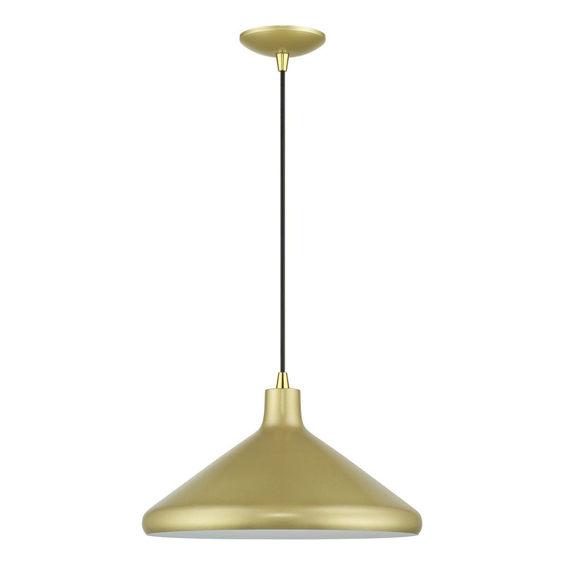 Livex Lighting 41179-33 One Light Pendant, Soft Gold with Polished Brass