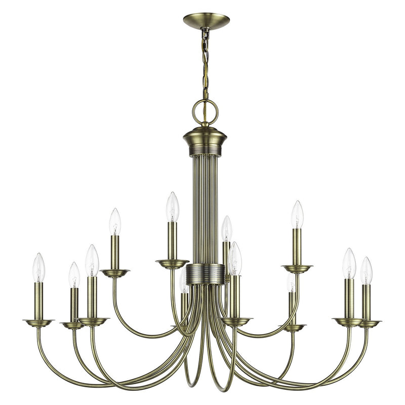 Livex Lighting 42680-01 12 Light Chandelier, Antique Brass