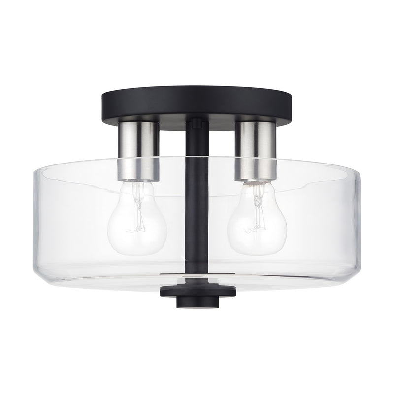 Livex Lighting 46122-04 Two Light Semi-Flush Mount, Black with Brushed Nickel