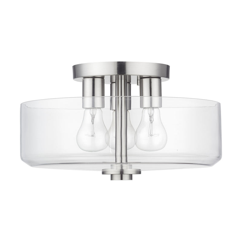 Livex Lighting 46123-91 Three Light Semi-Flush Mount, Brushed Nickel