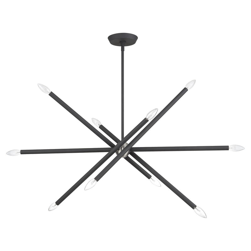 Livex Lighting 46777-76 Ten Light Linear Chandelier, Scandinavian Gray with Brushed Nickel
