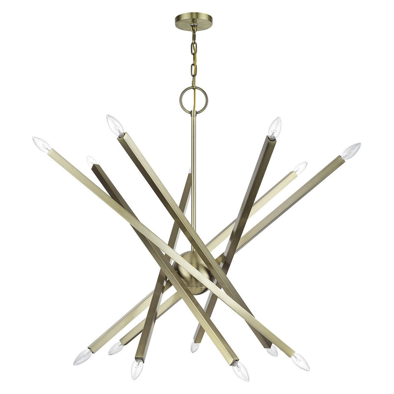 Livex Lighting 46847-01 14 Light Foyer Chandelier, Antique Brass