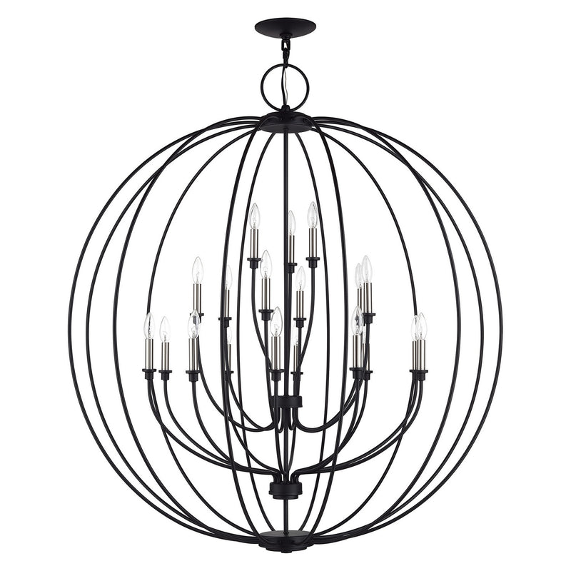 Livex Lighting 46991-04 19 Light Foyer Chandelier, Black with Brushed Nickel