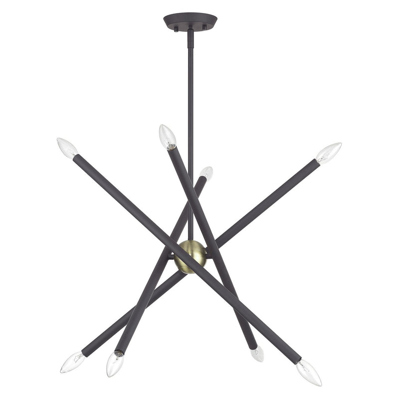 Livex Lighting 47005-07 Eight Light Chandelier, Bronze with Antique Brass
