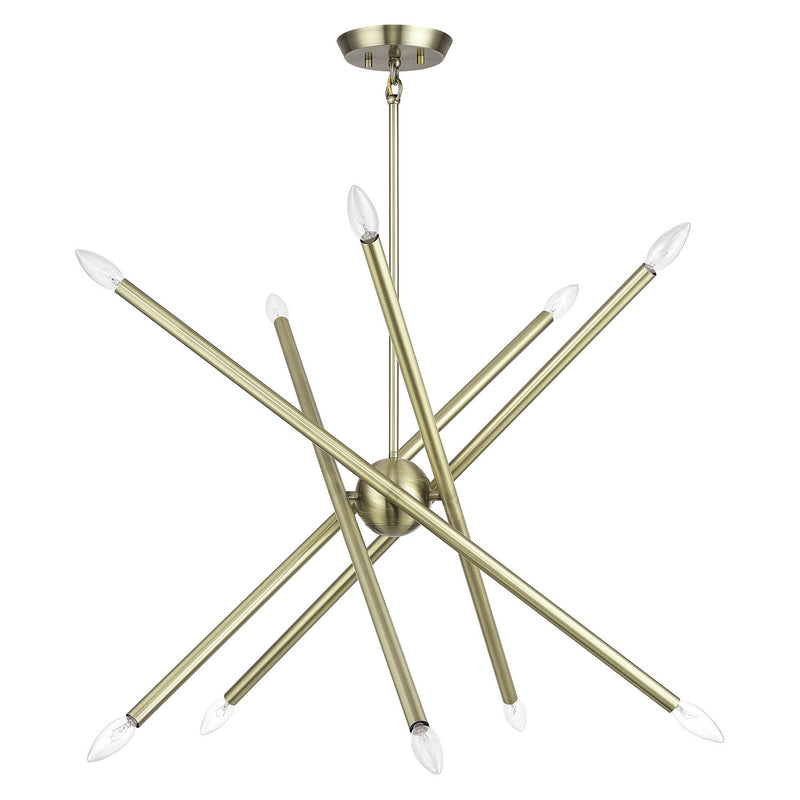 Livex Lighting 47006-01 Ten Light Chandelier, Antique Brass