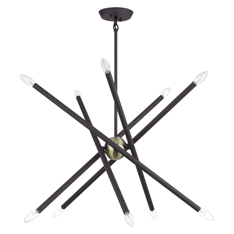 Livex Lighting 47006-07 Ten Light Chandelier, Bronze with Antique Brass