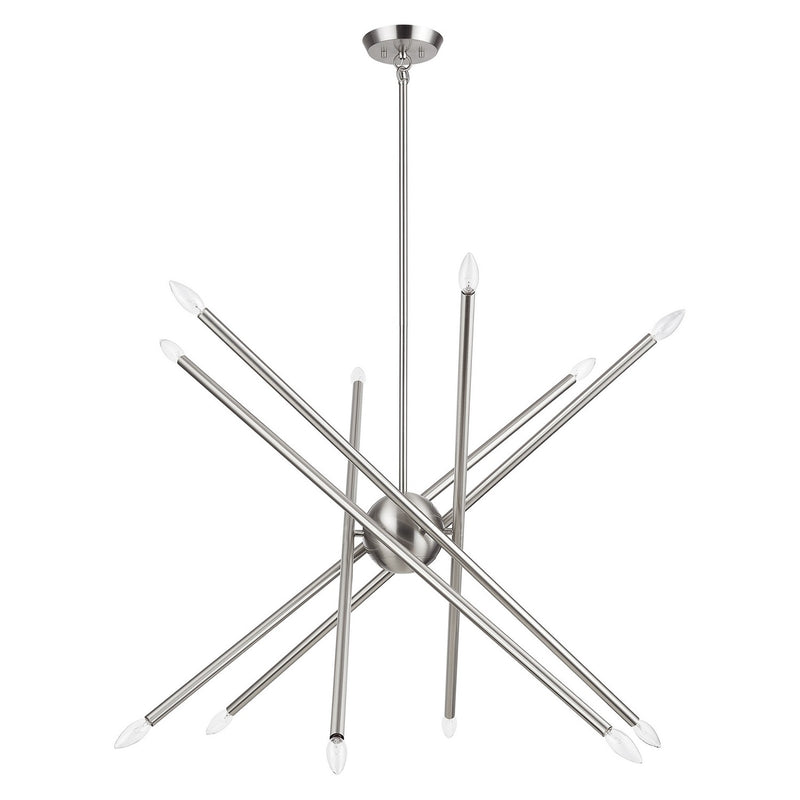Livex Lighting 47007-91 12 Light Chandelier, Brushed Nickel