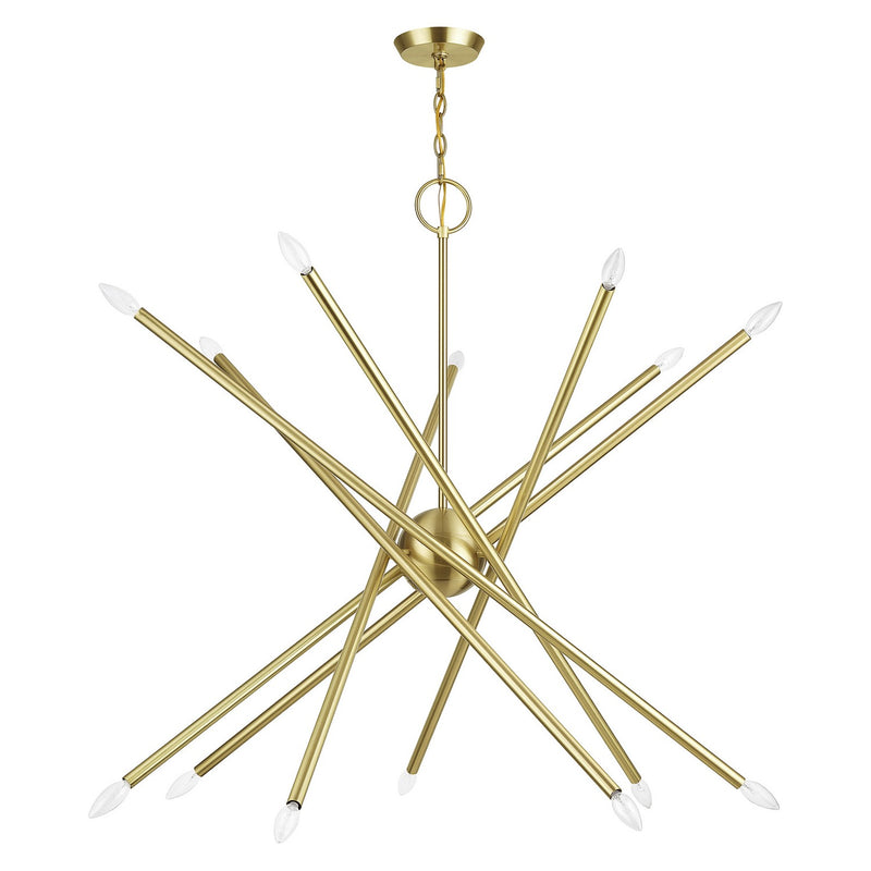 Livex Lighting 47009-12 14 Light Foyer Chandelier, Satin Brass