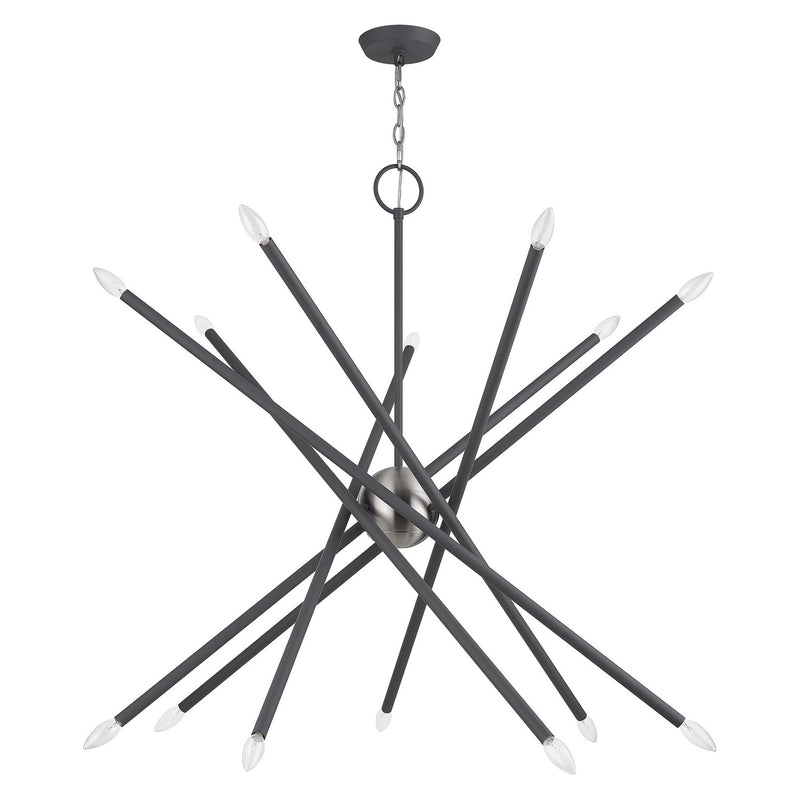 Livex Lighting 47009-76 14 Light Foyer Chandelier, Scandinavian Gray with Brushed Nickel