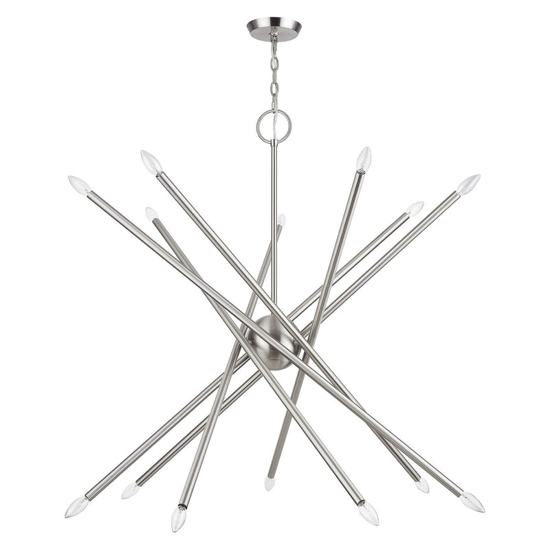 Livex Lighting 47009-91 14 Light Foyer Chandelier, Brushed Nickel