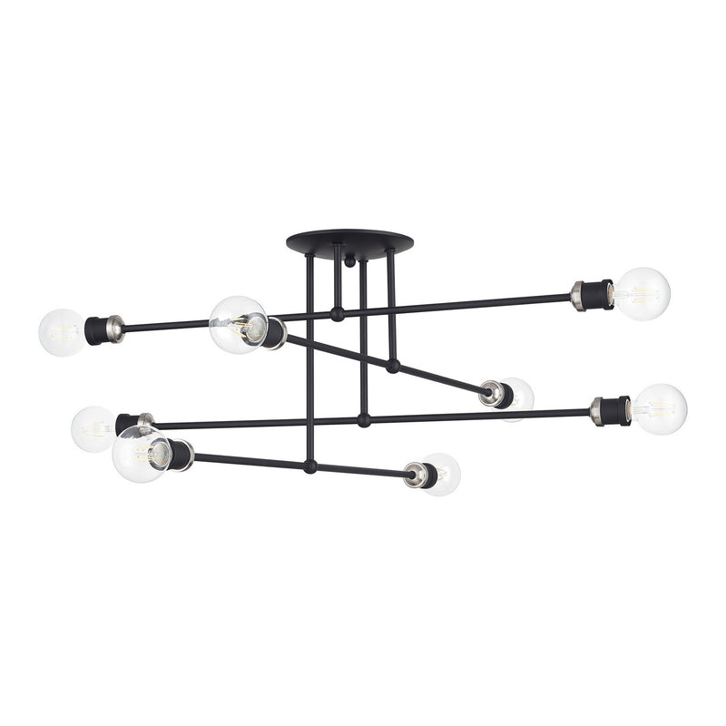 Livex Lighting 47179-04 Eight Light Semi-Flush Mount, Black with Brushed Nickel