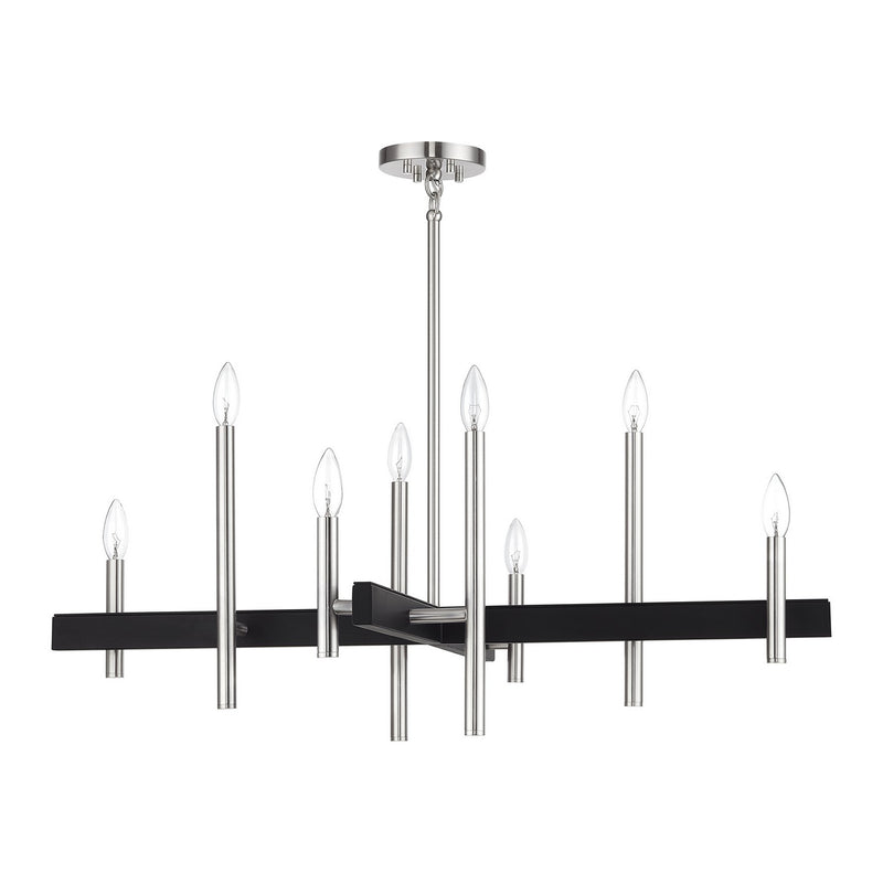 Livex Lighting 49347-91 Eight Light Chandelier, Brushed Nickel with Black