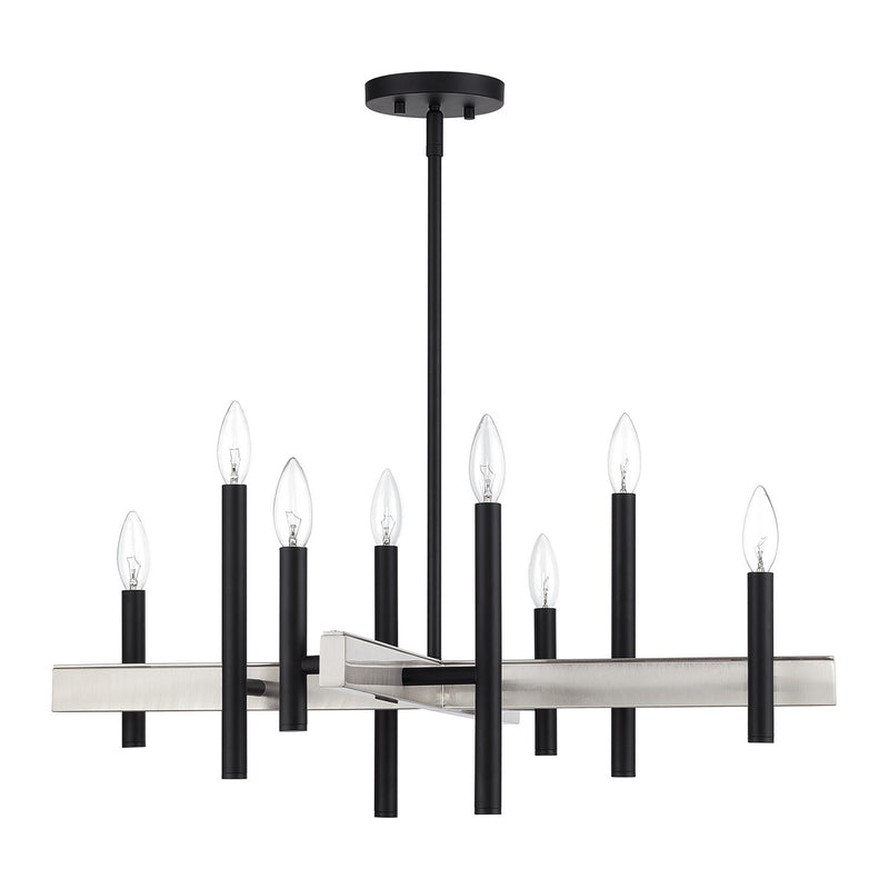 Livex Lighting 49348-04 Eight Light Chandelier, Black with Brushed Nickel
