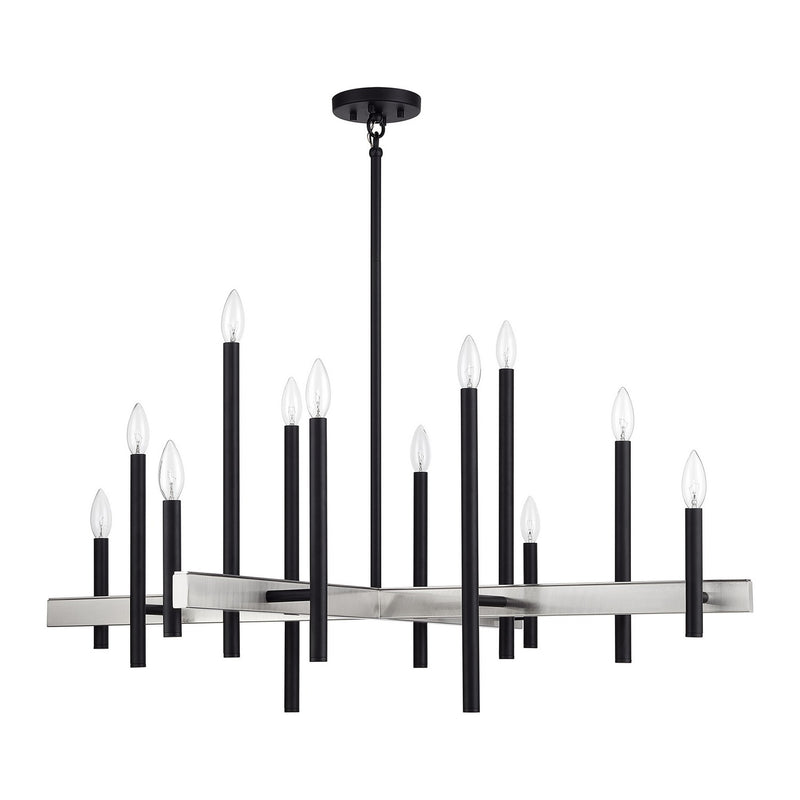 Livex Lighting 49349-04 12 Light Foyer Chandelier, Black with Brushed Nickel