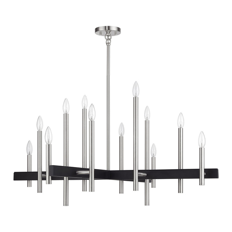 Livex Lighting 49349-91 12 Light Chandelier, Brushed Nickel with Black