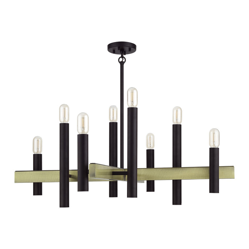 Livex Lighting 49996-07 Eight Light Chandelier, Bronze with Antique Brass