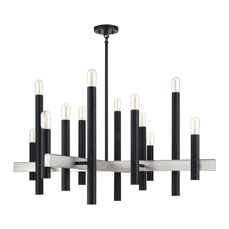 Livex Lighting 49997-04 12 Light Chandelier, Black with Brushed Nickel