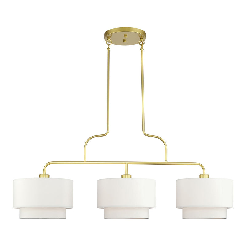 Livex Lighting 50303-33 Three Light Linear Chandelier, Soft Gold